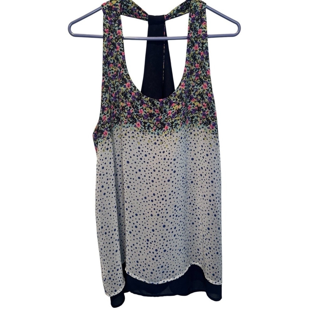 Le Lis Colorful Sleeveless Scoop Neck Lined Womens Top L Flowy Lightweight